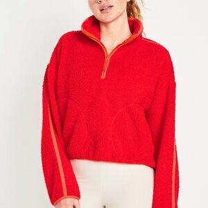 Red Old Navy Sherpa Quarter Zip